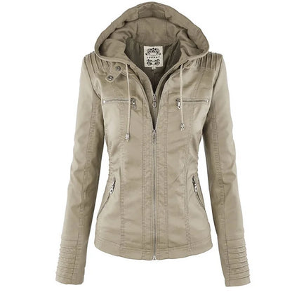 Women's Winter Leather Jacket | Waterproof Basic Coat