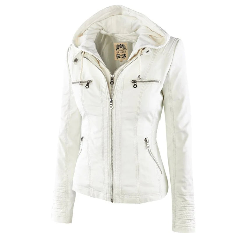 Women's Winter Leather Jacket | Waterproof Basic Coat