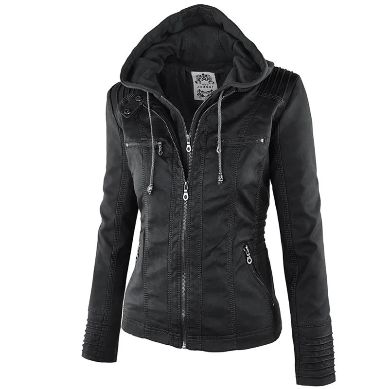 Women's Winter Leather Jacket | Waterproof Basic Coat