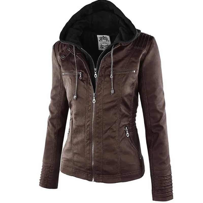 Women's Winter Leather Jacket | Waterproof Basic Coat