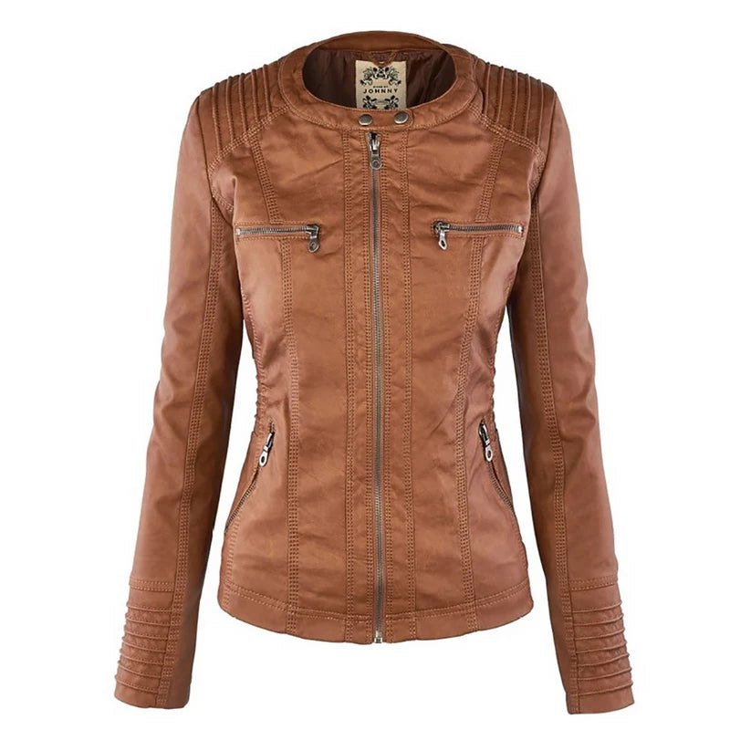 Women's Winter Leather Jacket | Waterproof Basic Coat