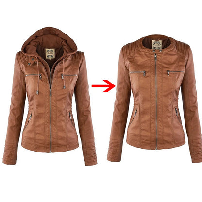 Women's Winter Leather Jacket | Waterproof Basic Coat