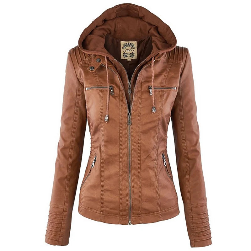 Women's Winter Leather Jacket | Waterproof Basic Coat